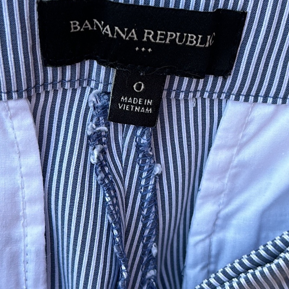 Banana Republic High Rise Sailor Shorts Blue White Striped Gold Button Size 0 - Picture 7 of 8